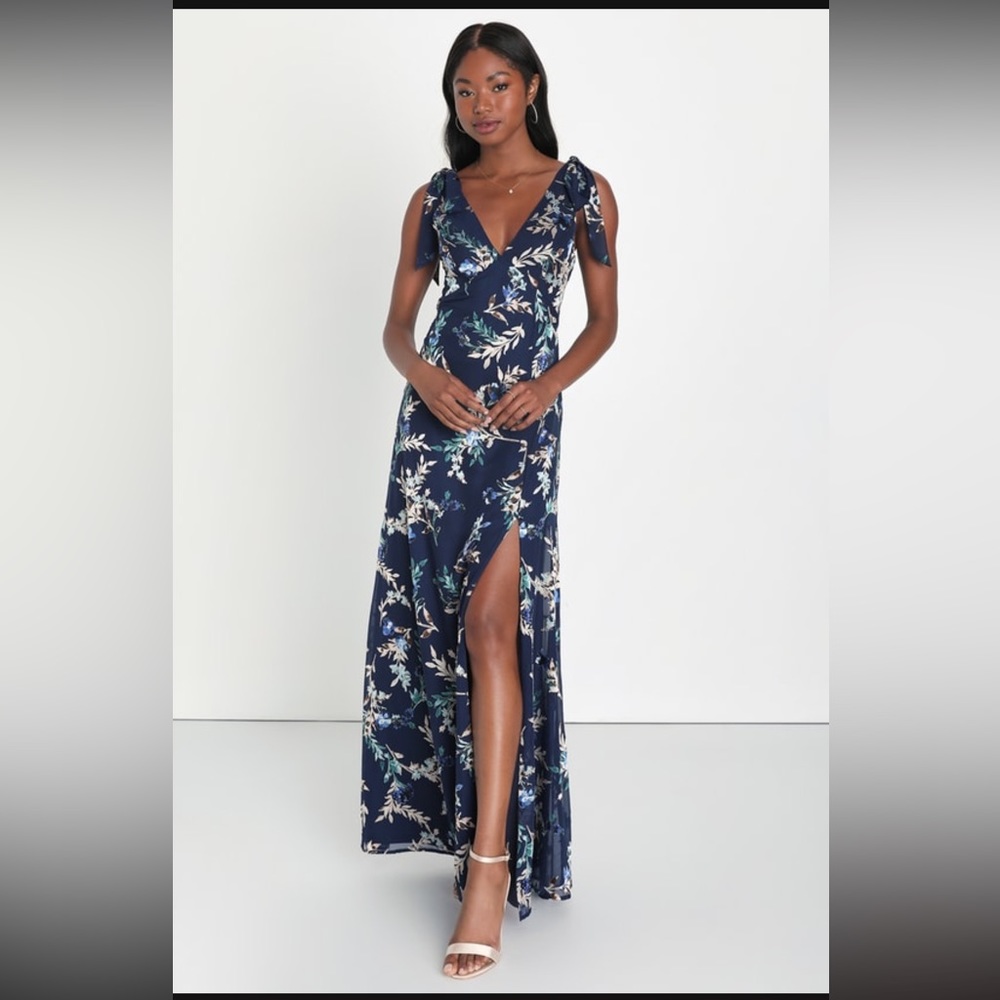 Lulus XS Navy Blue Satin Dress